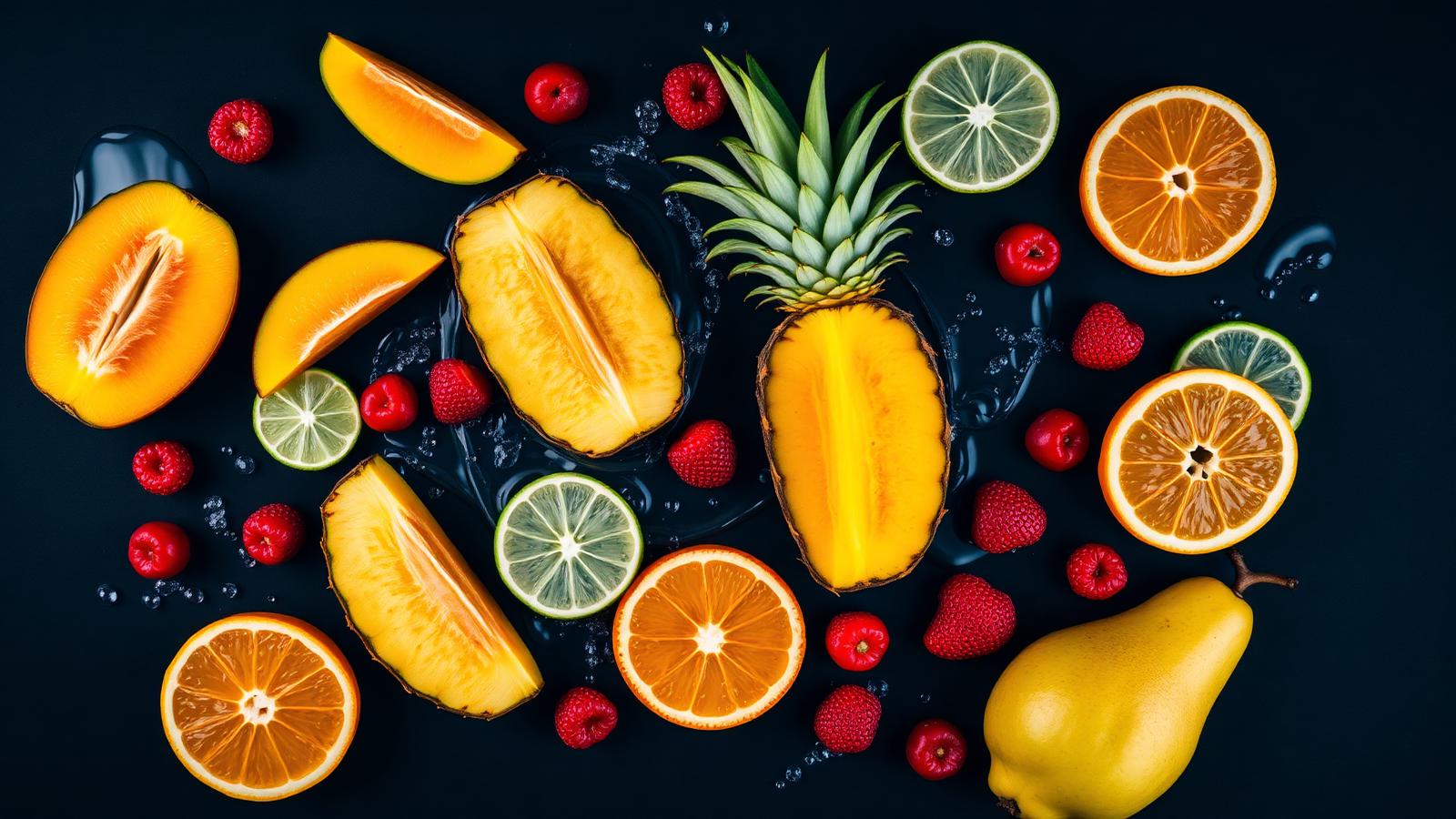 Fruits flat lay